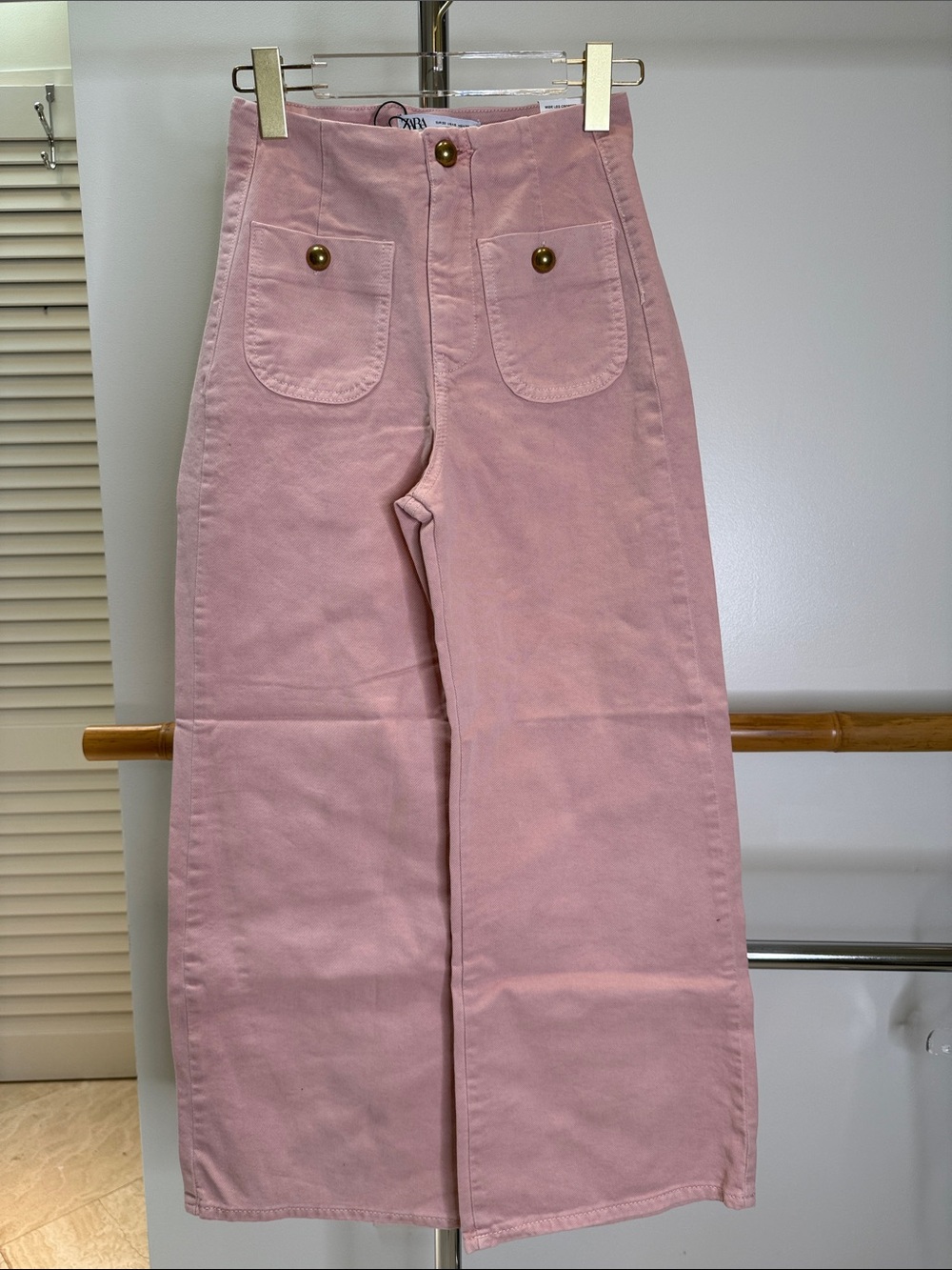 Zara Pink High Waist Wide Leg Pants Size 0 NWT - Picture 2 of 4